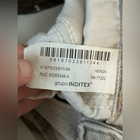 ZARA Gray Cargo denim Jeans Women’s Size 2 High Rise Straight Leg Utility cotton - Picture 6 of 9